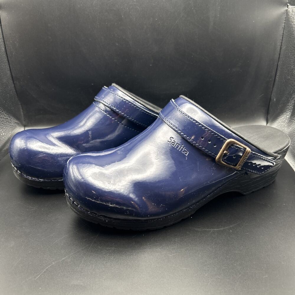 Sanita Original Patent Blue Clogs Slip On Shoes Womens 9 US 40 EU
